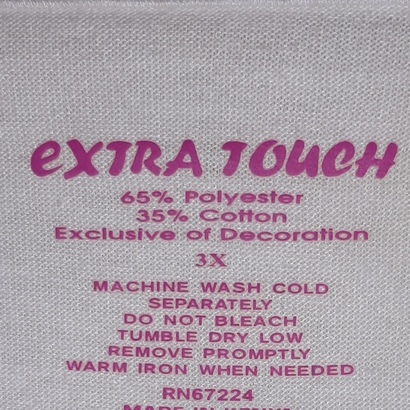 Extra Touch White Top with Faux Pink Undershirt 3X - Picture 2 of 2
